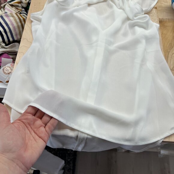 WHBM Ruffle Front Sleeveless Shell Blouse White Size Medium NWT - Picture 9 of 13